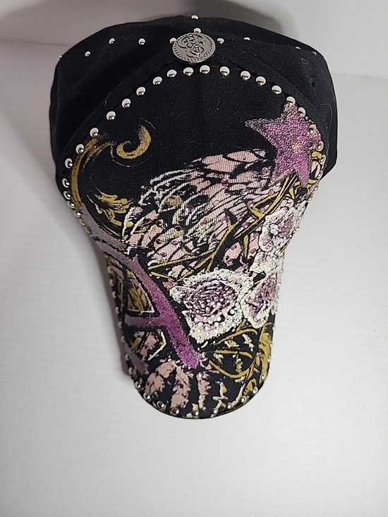 Stephanie Head Wear Snapback Hat Y2K Rose Embellished Ed Hardy Bejeweled Grunge - Picture 4 of 11